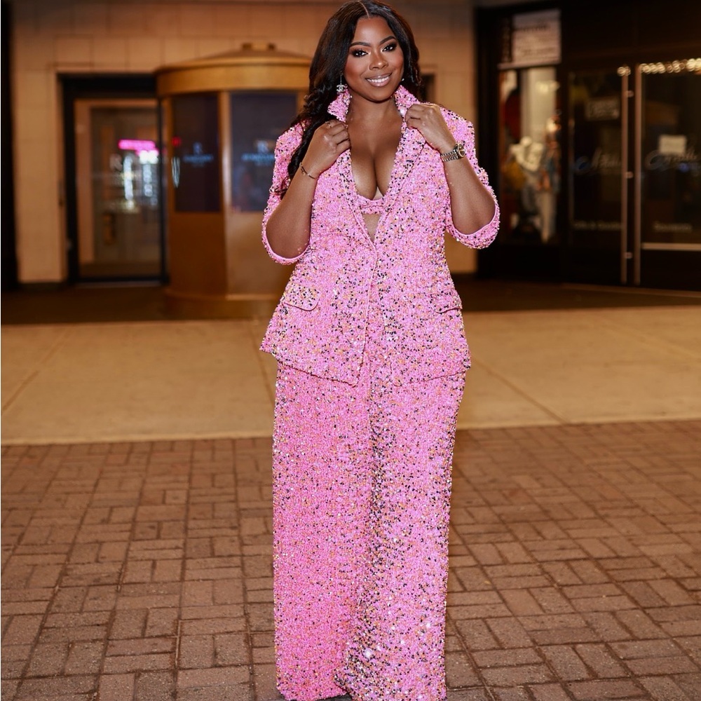 OFUURE Vibrant Pink Women's Pantsuit